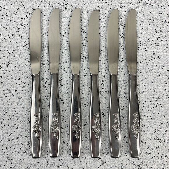 Oneida Other - Oneida OUR ROSE Lot of 6 Table Knives Replacements Hollow Stainless‎ Steel